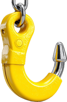 Bright Yellow Hook with Metal Tip for Heavy Lifting Applications png