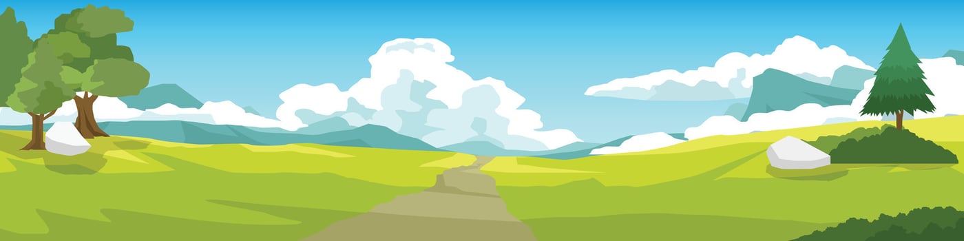 Scenic landscape with trees and clouds vector