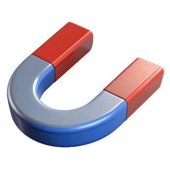 Horseshoe magnet with red and blue poles isolated on transparent background png