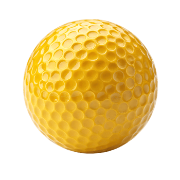 A bright yellow golf ball with dimples isolated on transparent background png