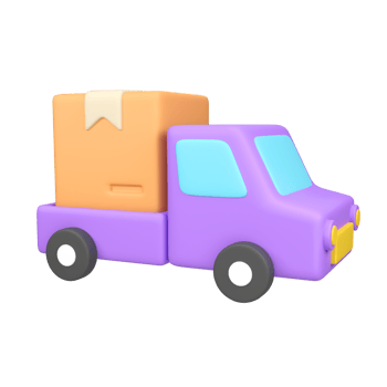 Delivery truck with cardboard boxes isolated 3d render icon illustration png