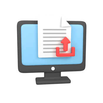 Computer with uploaded files isolated 3d render icon illustration png