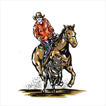 Howdy Rodeo Cowboy Riding Horse Illustration vector