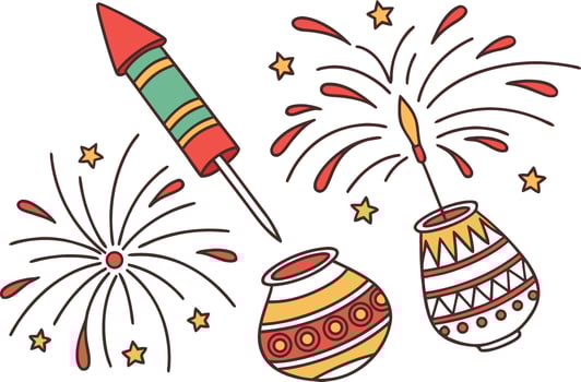 Festive Diwali Crackers Design with Fireworks Creative Diwali Crackers Design for Holiday Projects vector