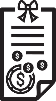 Financial bonus icon with dollar coins and gift bow vector