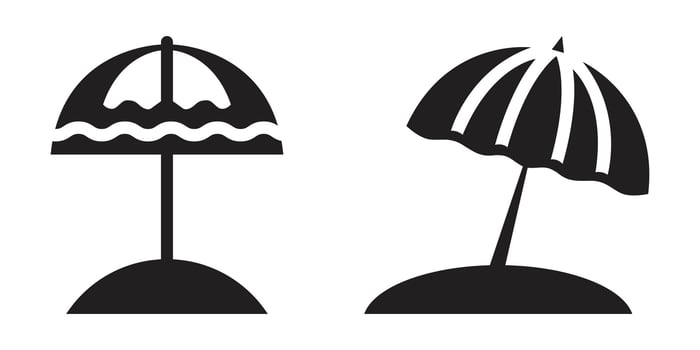 Collection of summer umbrella silhouettes vector