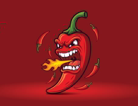 fiery hot chili mascot or logo vector