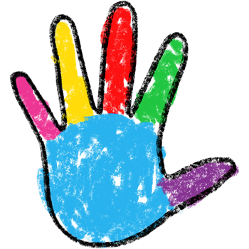 Colorful Handprint with Rainbow Colors Crayon Drawing, Crayon kids handprint png