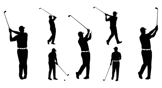 Silhouettes of golf players on a white background vector