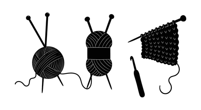Knitting needles and yarn on a white background vector