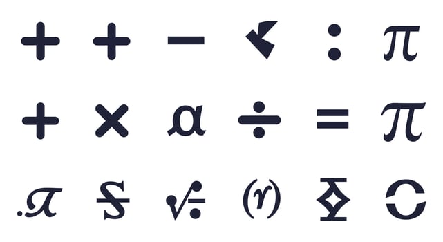 Various mathematical symbols are shown on a white background vector
