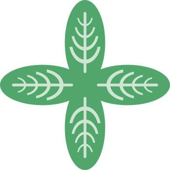 A green cross with four leaves on it png