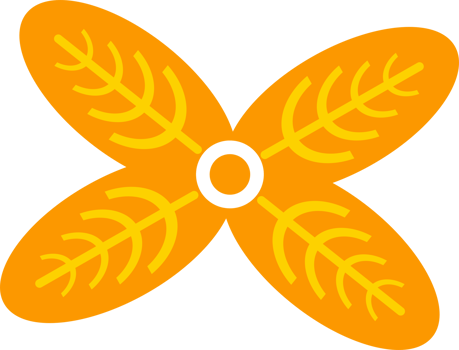 Orange flower with leaf pattern petals for decoration png