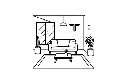 Elegant Living Room Design Featuring a Comfortable Sofa and Stylish D cor silhouette This image vector