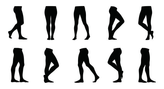 A set of silhouettes of various legs vector