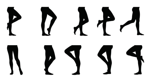Various silhouettes of legs in various poses vector