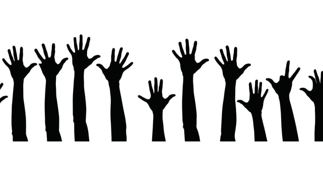 Many hands reaching up in the air vector