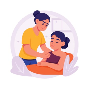 A heartwarming illustration of a woman receiving a shoulder massage from another woman. vector