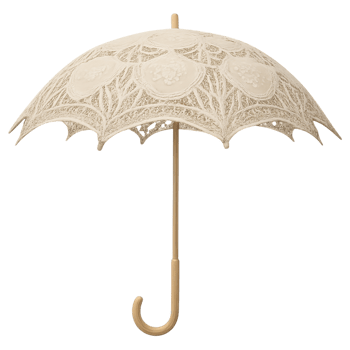 Beige umbrella with wooden handle for rain weather outdoor protection png