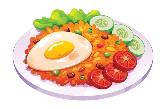 Rice with egg and fresh vegetables vector