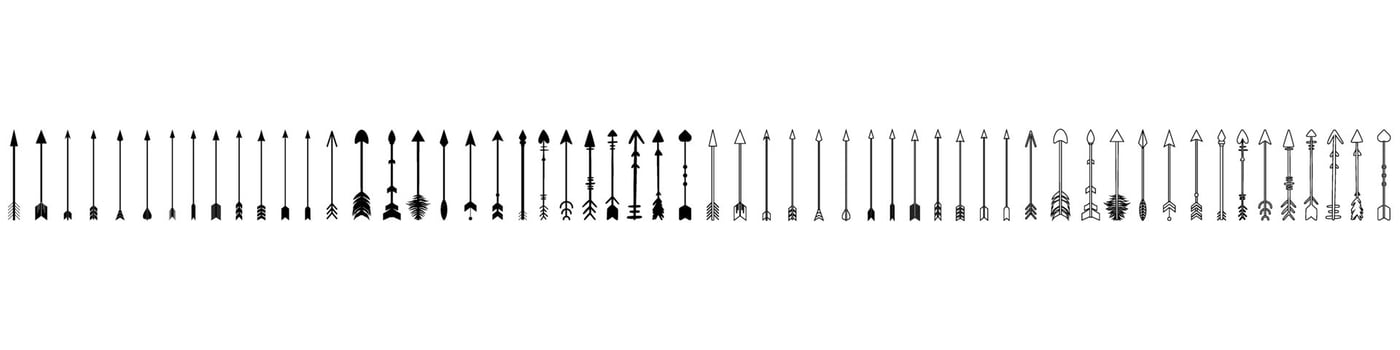 Arrow icon set. Archery illustration sign collection. Archer symbol. Bow and arrows logo design. vector