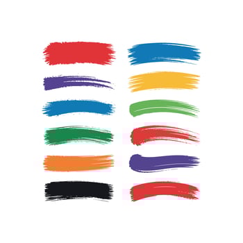 Collection of colorful paint brush strokes on white background blue green vector