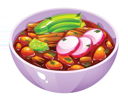 Colorful soup with vegetables and garnishes vector