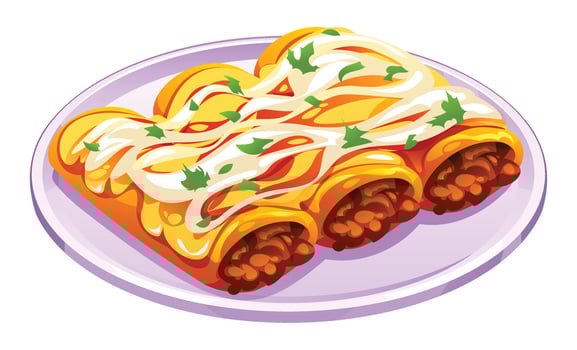 Plate of savory enchiladas vector