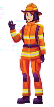 Cartoon firefighter waving eagerly vector