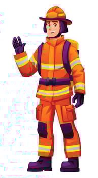 Animated firefighter character waving vector