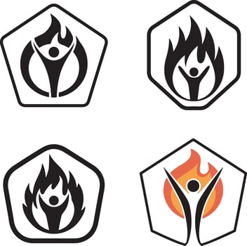 burning man logo set vector