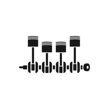 piston, crankshaft, internal combustion engine, isolated icon on white background, auto service, repair, car detail vector