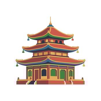 Colorful multi-tiered pagoda building with ornate roof details temple architecture vector
