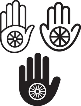 Jain Hand with Wheel of Dharma Symbol designof Peace and Nonviolence vector