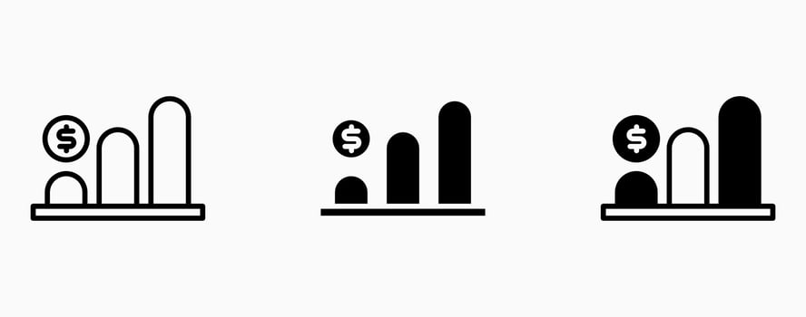 Icon set money graph analytics. Finance and business concept design. Ui button web and apps. vector