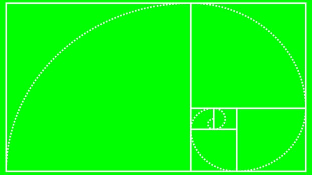 A mathematical illustration of the golden ratio, featuring a fibonacci spiral within a series of nested golden rectangles. represents divine proportion and natural harmony, in art, design, and science vector