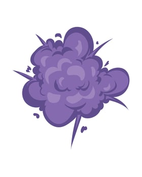 Cartoon style purple smoke cloud showing explosion impact on white background perfect for comic effects game assets motion scenes design elements and creative projects vector