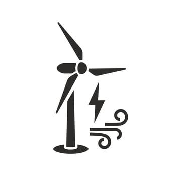 eco power generator icon, wind energy turbine, modern electric station, plant renewable, flat symbol on white background - illustration vector