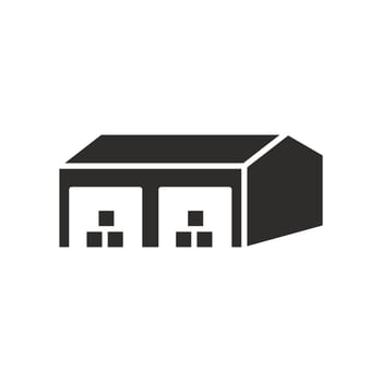 depot or industrial storehouse icon, warehouse flat symbol on white background - illustration vector