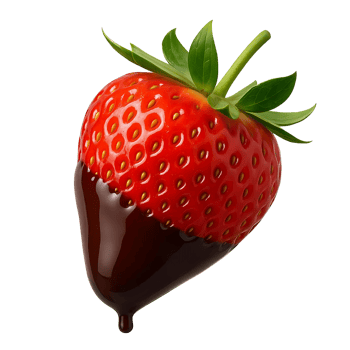 Fresh strawberry dipped in chocolate with glossy texture transparent background png