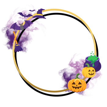 Circle Halloween Frame with Pumpkins and Bats png