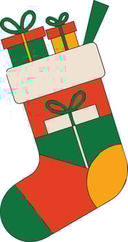 Stylized Holiday Stocking with Presents Illustration vector