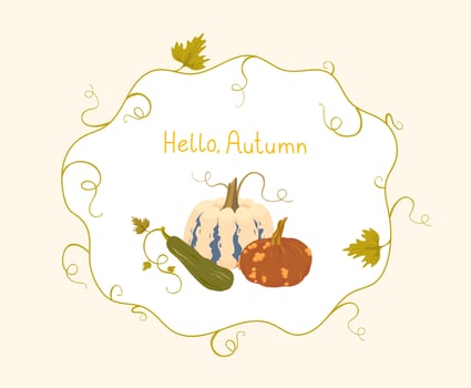 Autumn illustration with pumpkins and gourds vector