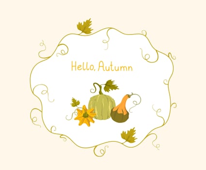Colorful autumn pumpkins and leaves vector