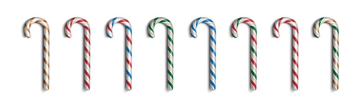 Colorful candy canes arranged in a row vector