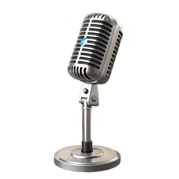 Vintage microphone on a stand isolated on transparent background png
