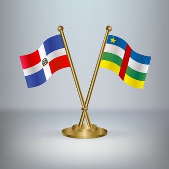 Dominican Republic and Central African Republic table flag relation, with gradient background vector