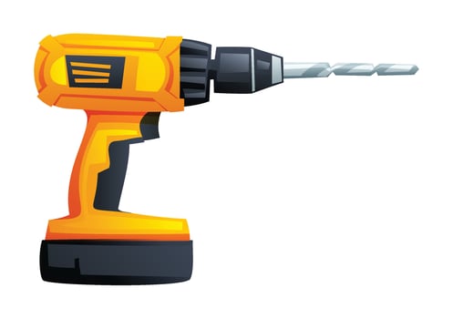 Cordless drill in bright yellow vector