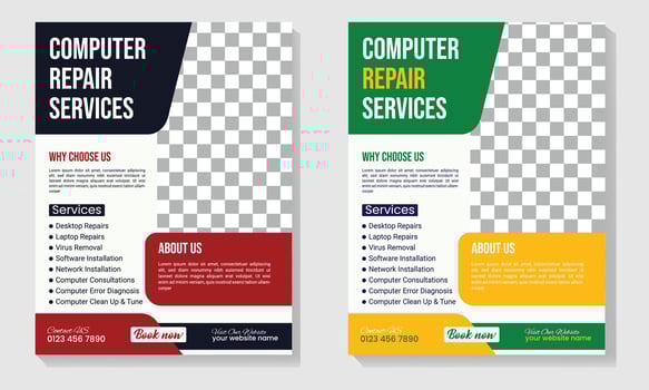 Laptop and PC Repair Flyer Template vector