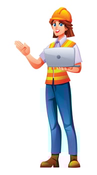 Construction worker with a laptop vector